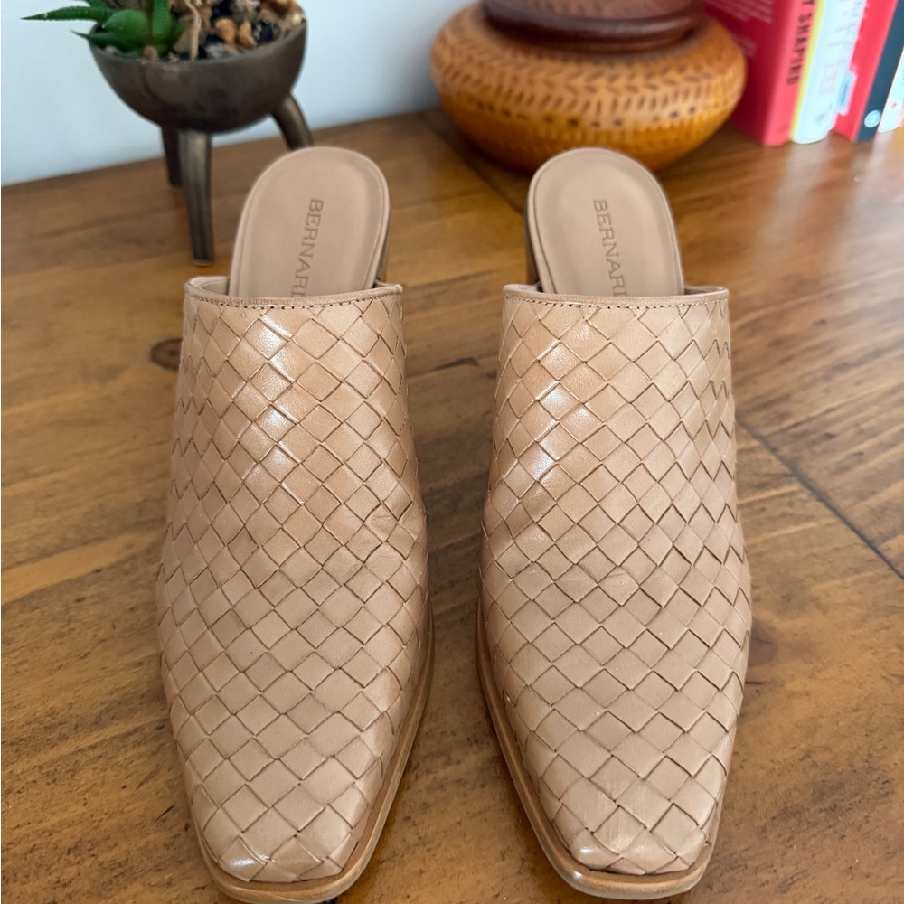 Bernardo Braided Leather Mule in Beige